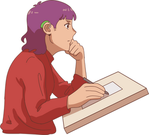 Lofi Anime Girl with Hearing Aid Studying