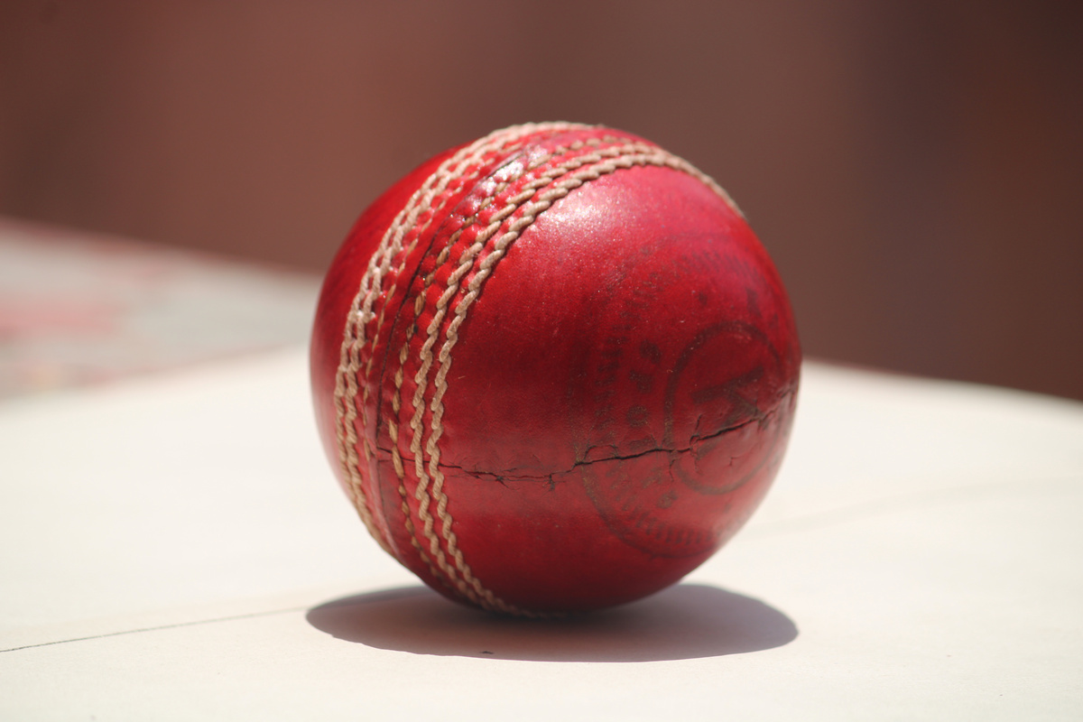 Close Up Photo of Leather Cricket Ball